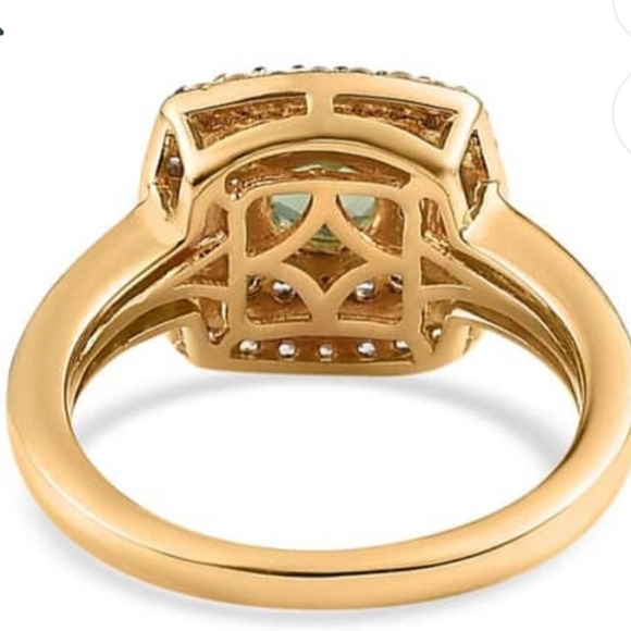 Genuine Tanzanian Green Apatite, White & Champagne Zircon 18k/925 💍 Sz 6 - Picture 6 of 6